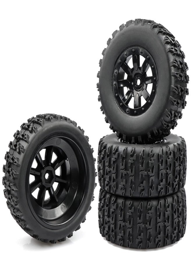 Aimrock 4-Pack 1/10 Pre-Glued 12mm Hex 3.2" Short Course SC Trucks Wheels and Tires Combo for Losi Tenacity Slash Blackout Off-Road Car - Image 1
